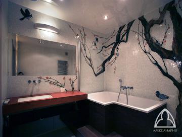 Мозаика в ванной комнате. Апартаменты, Москва.