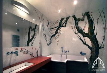 Мозаика в ванной комнате. Квартира, Москва.